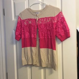 Pink and khaki cardigan